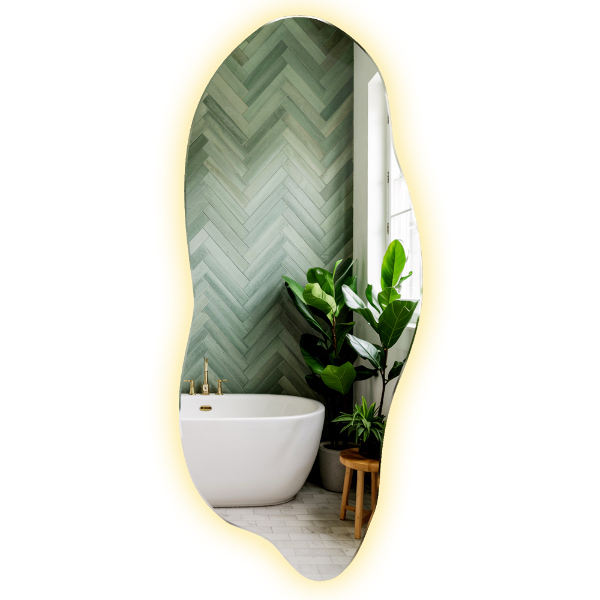 Espelho irregular com led 40x90 cm
