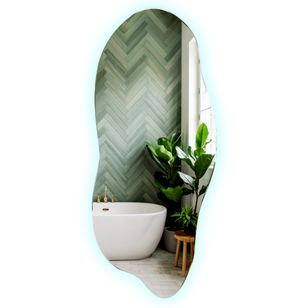 Espelho irregular com led 40x90 cm