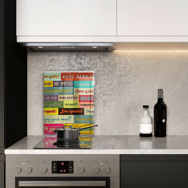 Tábua de corte de vidro Bon appetit legendas idiomas