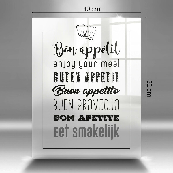 Tábua de cortar alimentos Inscrição na cozinha, máxima