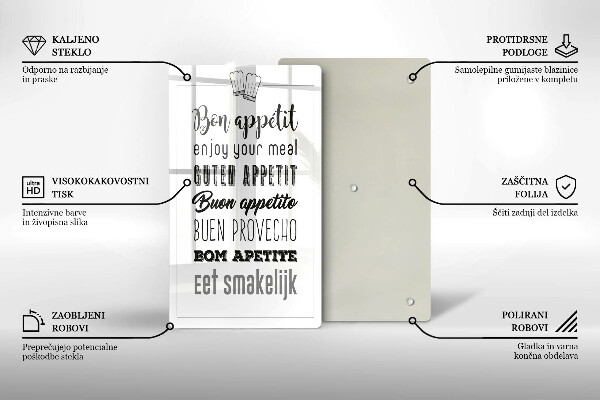 Tábua de cortar alimentos Inscrição na cozinha, máxima