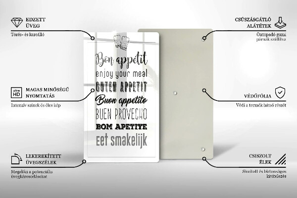 Tábua de cortar alimentos Inscrição na cozinha, máxima