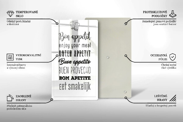 Tábua de cortar alimentos Inscrição na cozinha, máxima