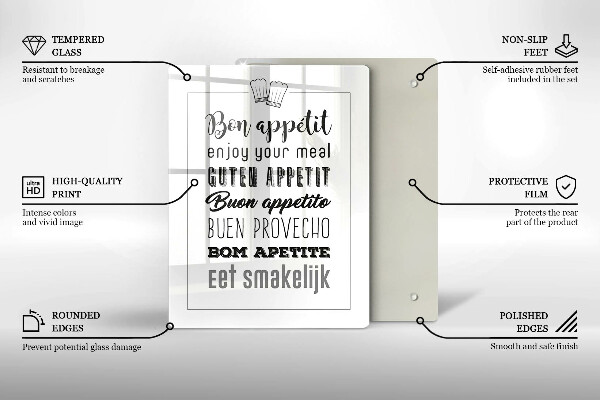 Tábua de cortar alimentos Inscrição na cozinha, máxima