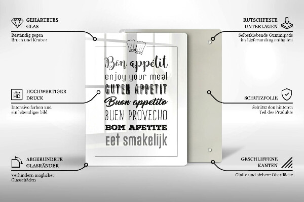 Tábua de cortar alimentos Inscrição na cozinha, máxima