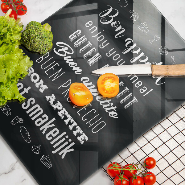 Tábua de corte de vidro Inscrição na cozinha, máxima