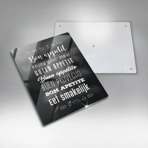 Tábua de corte de vidro Inscrição na cozinha, máxima