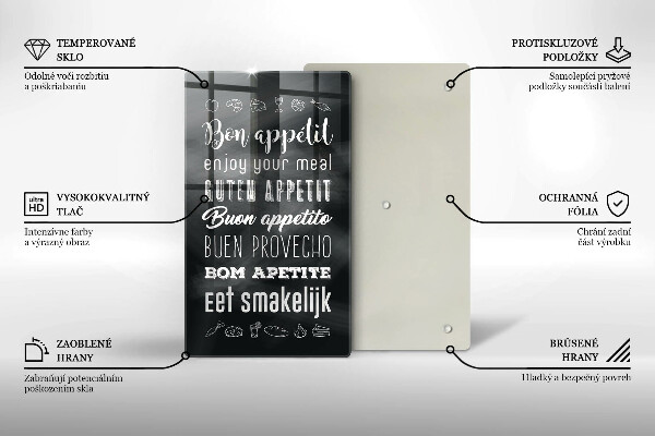 Tábua de corte de vidro Inscrição na cozinha, máxima