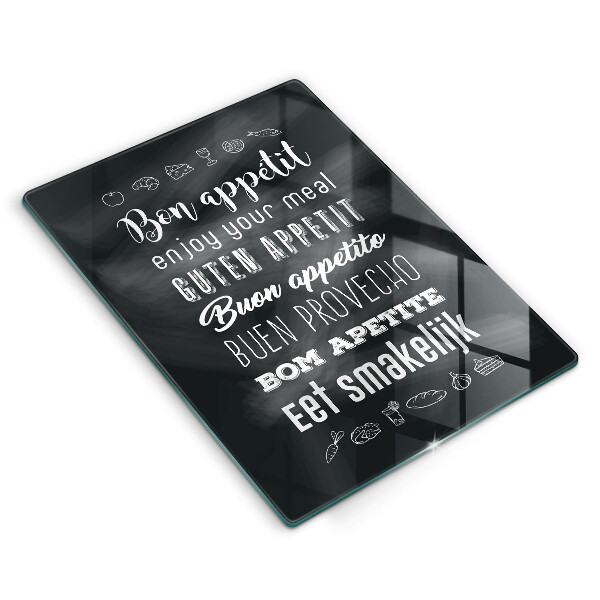 Tábua de corte de vidro Inscrição na cozinha, máxima