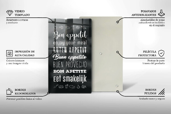Tábua de corte de vidro Inscrição na cozinha, máxima