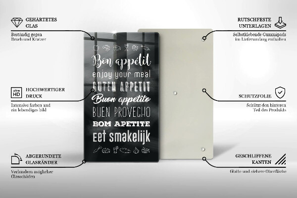 Tábua de corte de vidro Inscrição na cozinha, máxima