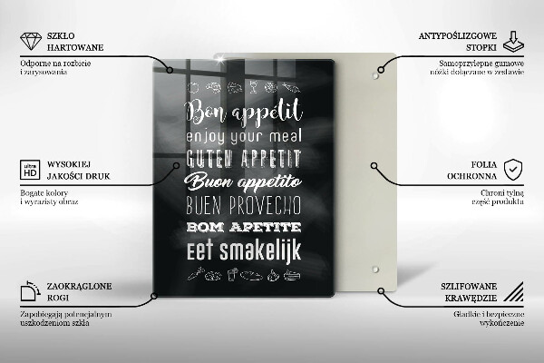 Tábua de corte de vidro Inscrição na cozinha, máxima