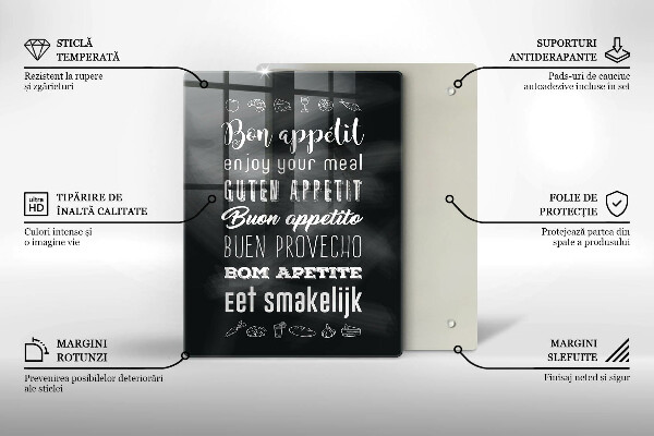 Tábua de corte de vidro Inscrição na cozinha, máxima