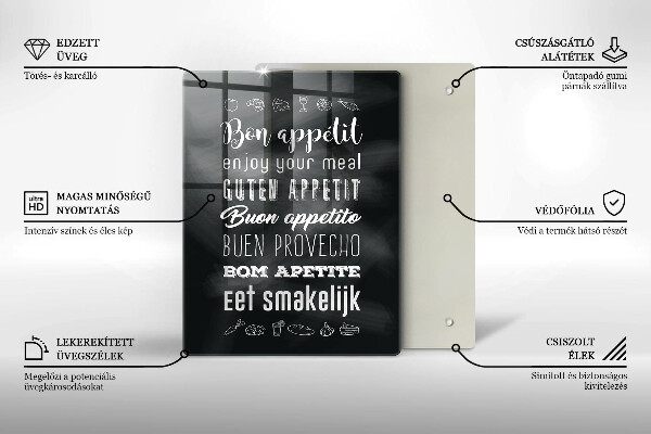 Tábua de corte de vidro Inscrição na cozinha, máxima