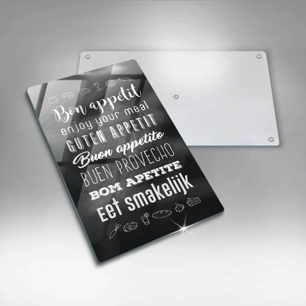 Tábua de corte de vidro Inscrição na cozinha, máxima