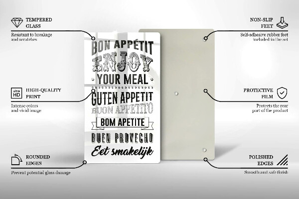 Tábua de cortar de vidro Inscrição na cozinha, máxima