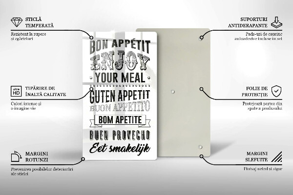 Tábua de cortar de vidro Inscrição na cozinha, máxima