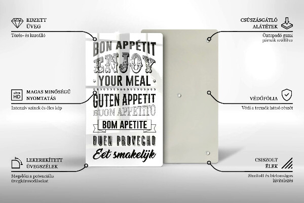 Tábua de cortar de vidro Inscrição na cozinha, máxima