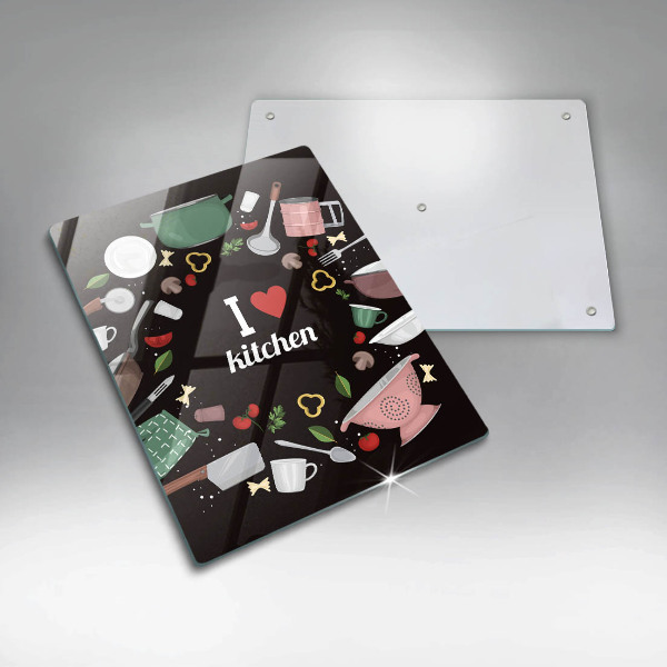 Tábua de corte Eu amo ilustração de cozinha