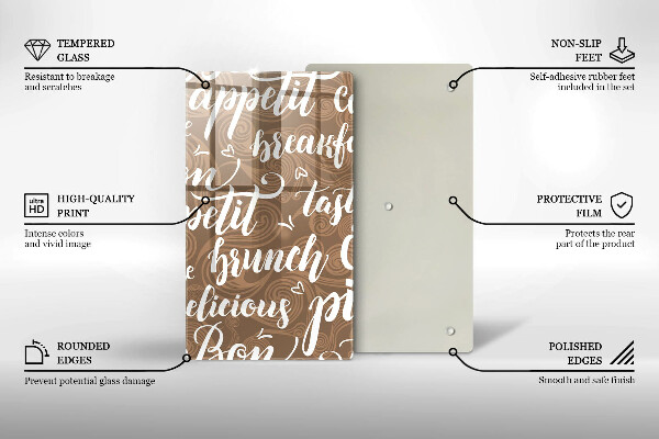 Tábua de corte de vidro legendas de bom apetite