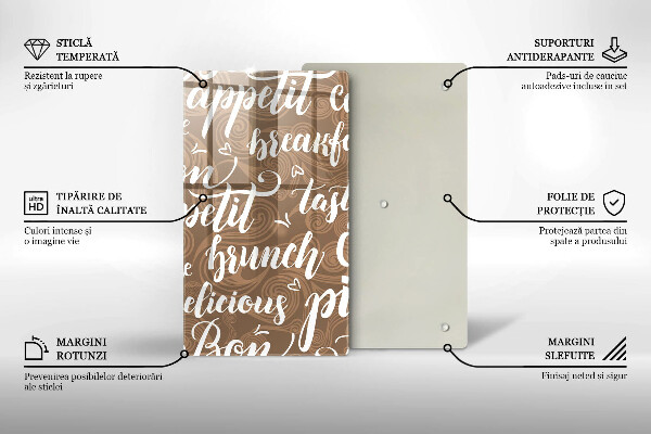 Tábua de corte de vidro legendas de bom apetite