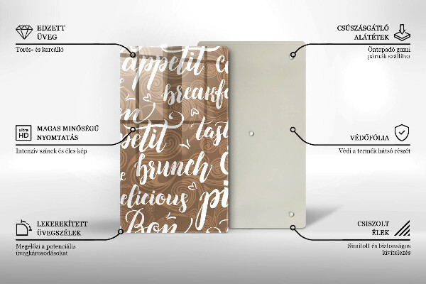 Tábua de corte de vidro legendas de bom apetite