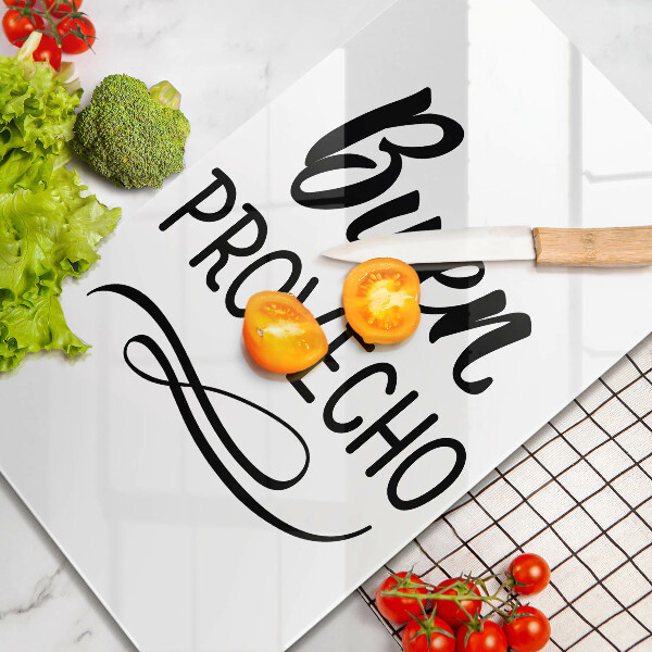 Tábua de cortar alimentos A inscrição Buen provecho