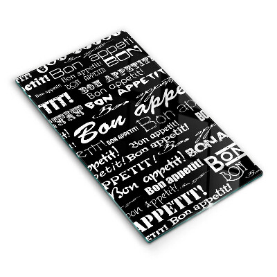 Tábua de cortar de vidro Legendas de cozinha Bom apetite