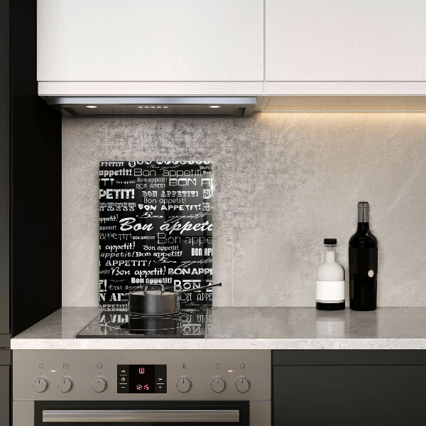 Tábua de cortar de vidro Legendas de cozinha Bom apetite