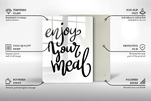 Tábua de corte de vidro A inscrição Aproveite sua refeição