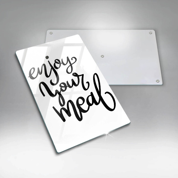 Tábua de corte de vidro A inscrição Aproveite sua refeição