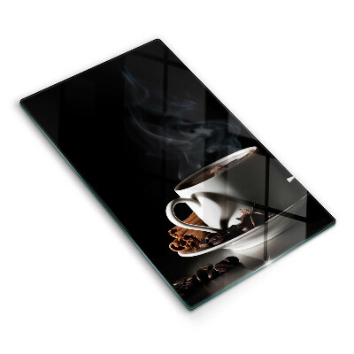 Tábua de cortar Uma xícara de café quente