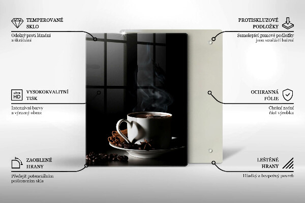 Tábua de cortar Uma xícara de café quente