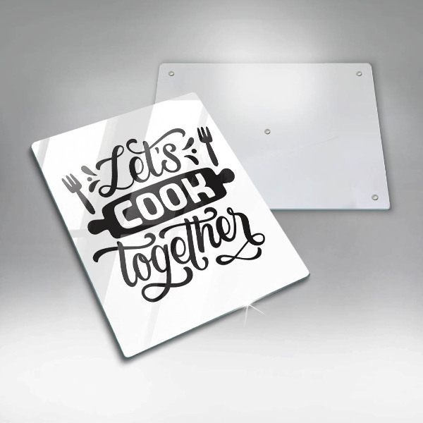 Tábua corte A inscrição Vamos cozinhar juntos