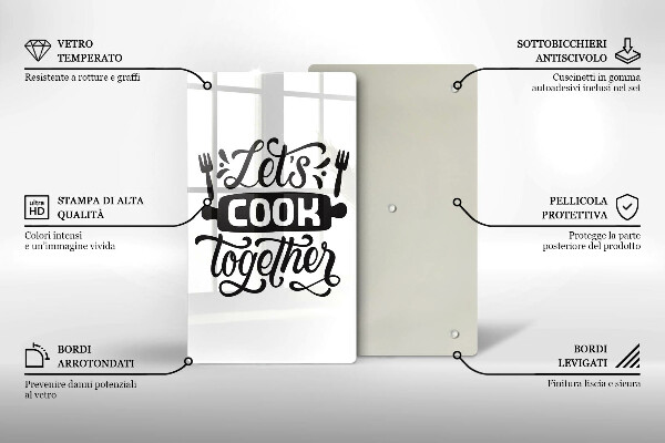 Tábua corte A inscrição Vamos cozinhar juntos
