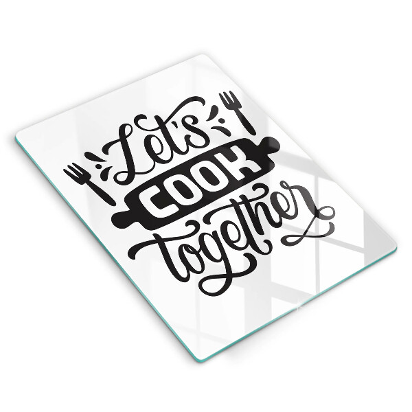 Tábua corte A inscrição Vamos cozinhar juntos