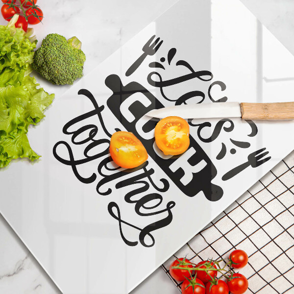 Tábua corte A inscrição Vamos cozinhar juntos