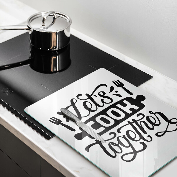 Tábua corte A inscrição Vamos cozinhar juntos