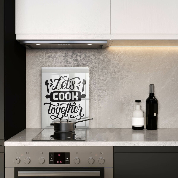 Tábua corte A inscrição Vamos cozinhar juntos