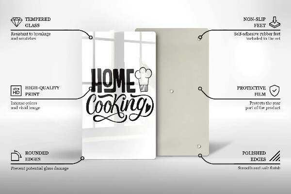 Tábua de vidro A inscrição Cozinha caseira