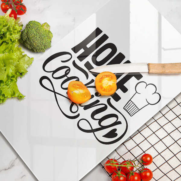 Tábua de vidro A inscrição Cozinha caseira