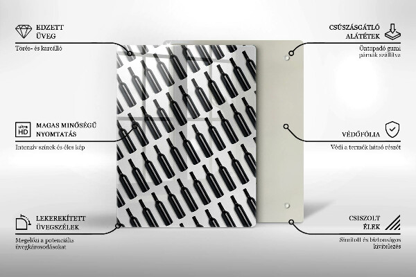 Tábua para corte Garrafas de vinho preto