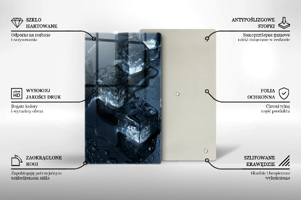 Tábua de vidro Cubos de gelo frios