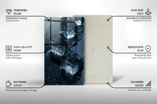 Tábua de vidro Cubos de gelo frios