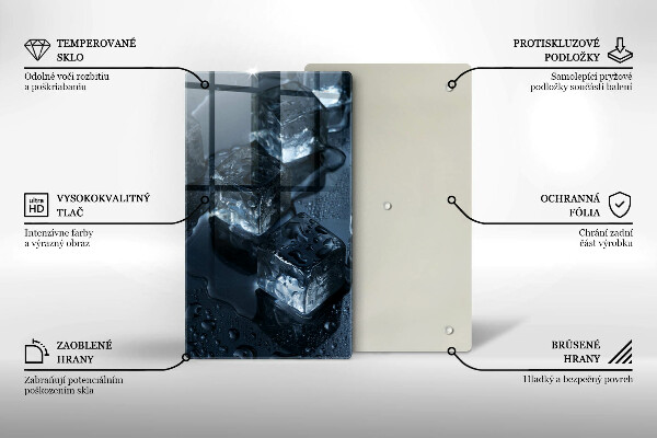 Tábua de vidro Cubos de gelo frios
