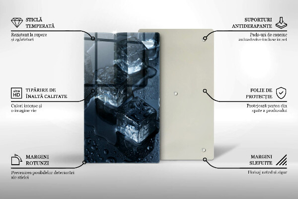 Tábua de vidro Cubos de gelo frios