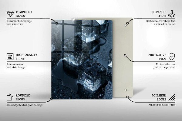 Tábua de vidro Cubos de gelo frios