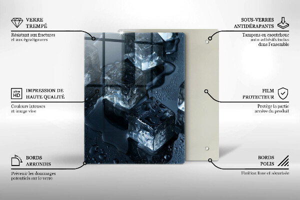 Tábua de vidro Cubos de gelo frios