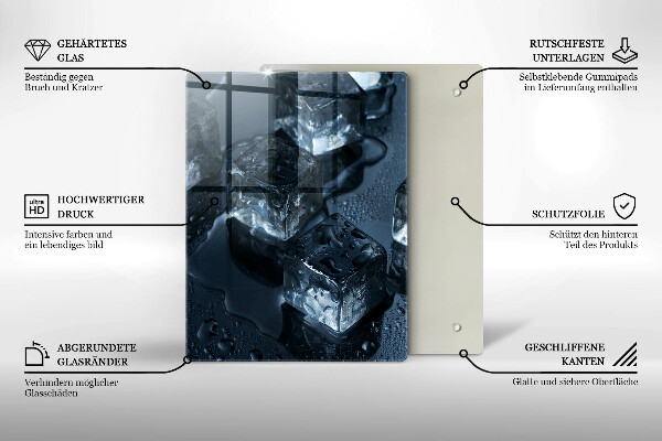 Tábua de vidro Cubos de gelo frios
