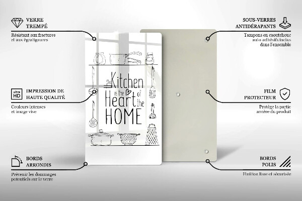 Tábua de corte de vidro Inscrição, frase